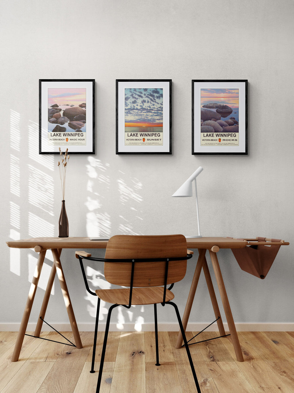 On the Rocks Sunset - Lake Winnipeg Poster