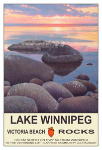 On the Rocks Sunset - Lake Winnipeg