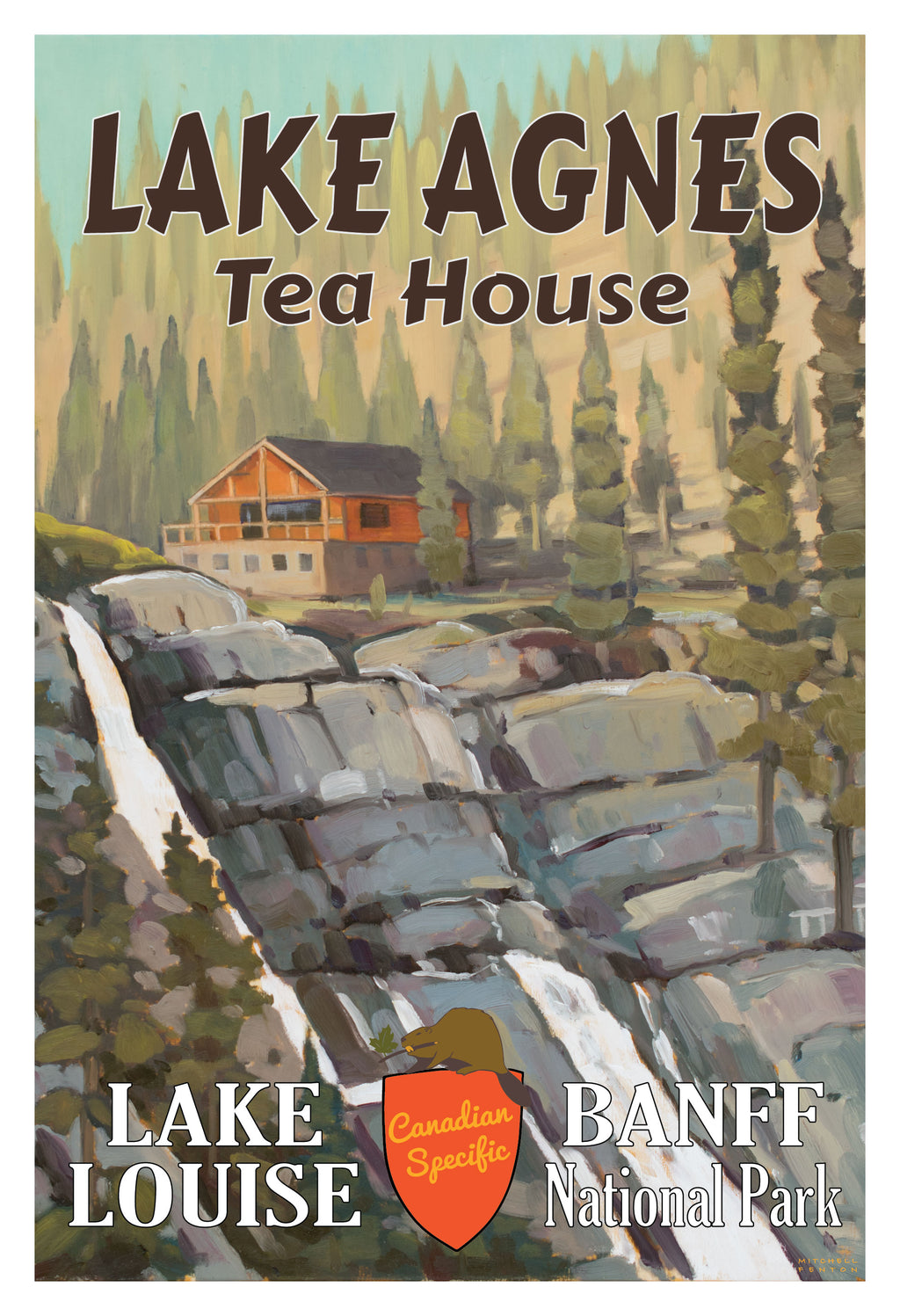Lake Agnes Tea House Waterfall Poster
